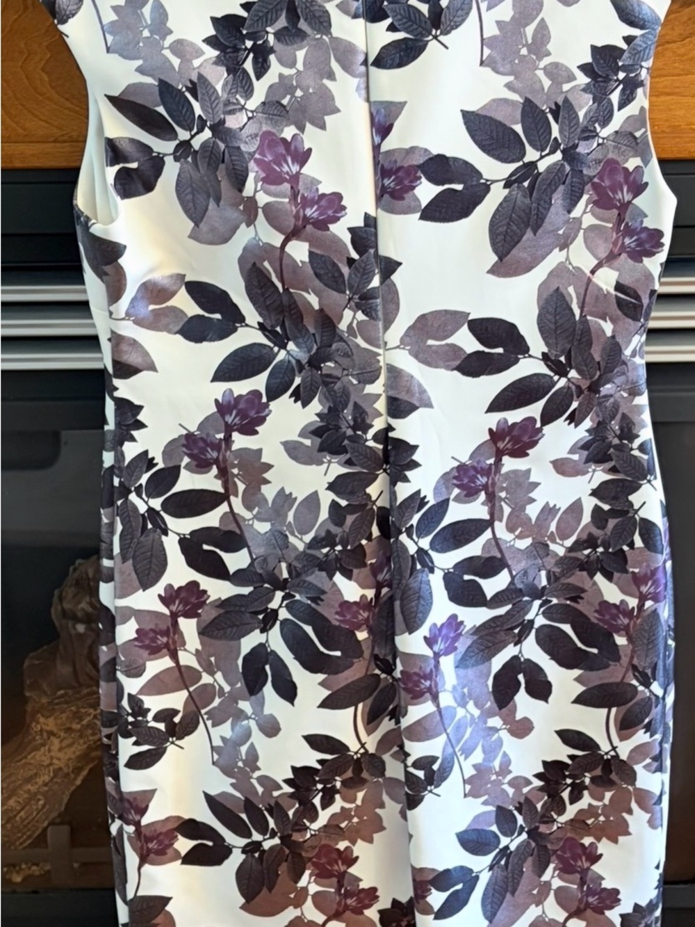 Floral Print Sheath Dress in White and Purple